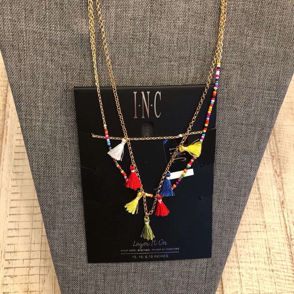 INC International Concepts Multicolor Tassel Layer It On Necklace